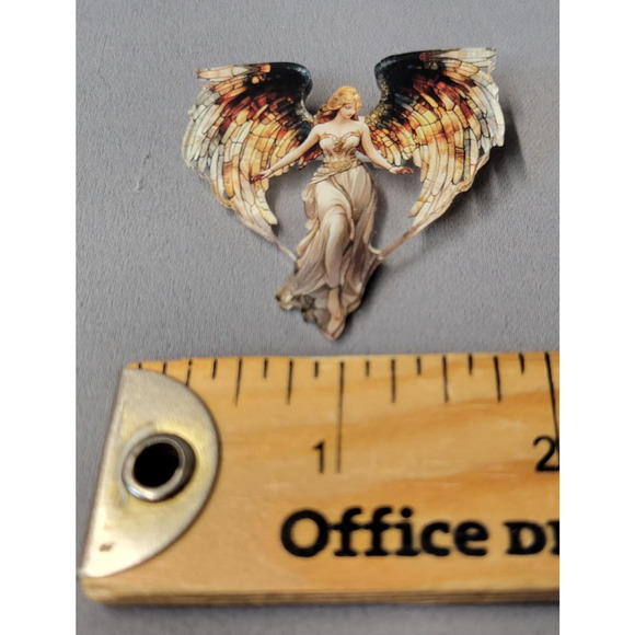Angel Wing Brooch Pin-Stained Glass Style Lapel Costume Jewelry Multicolor - Picture 3 of 5